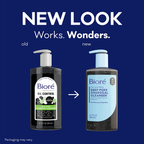 Bioré close-up of black gel texture demonstrating charcoal purity and oil lifting