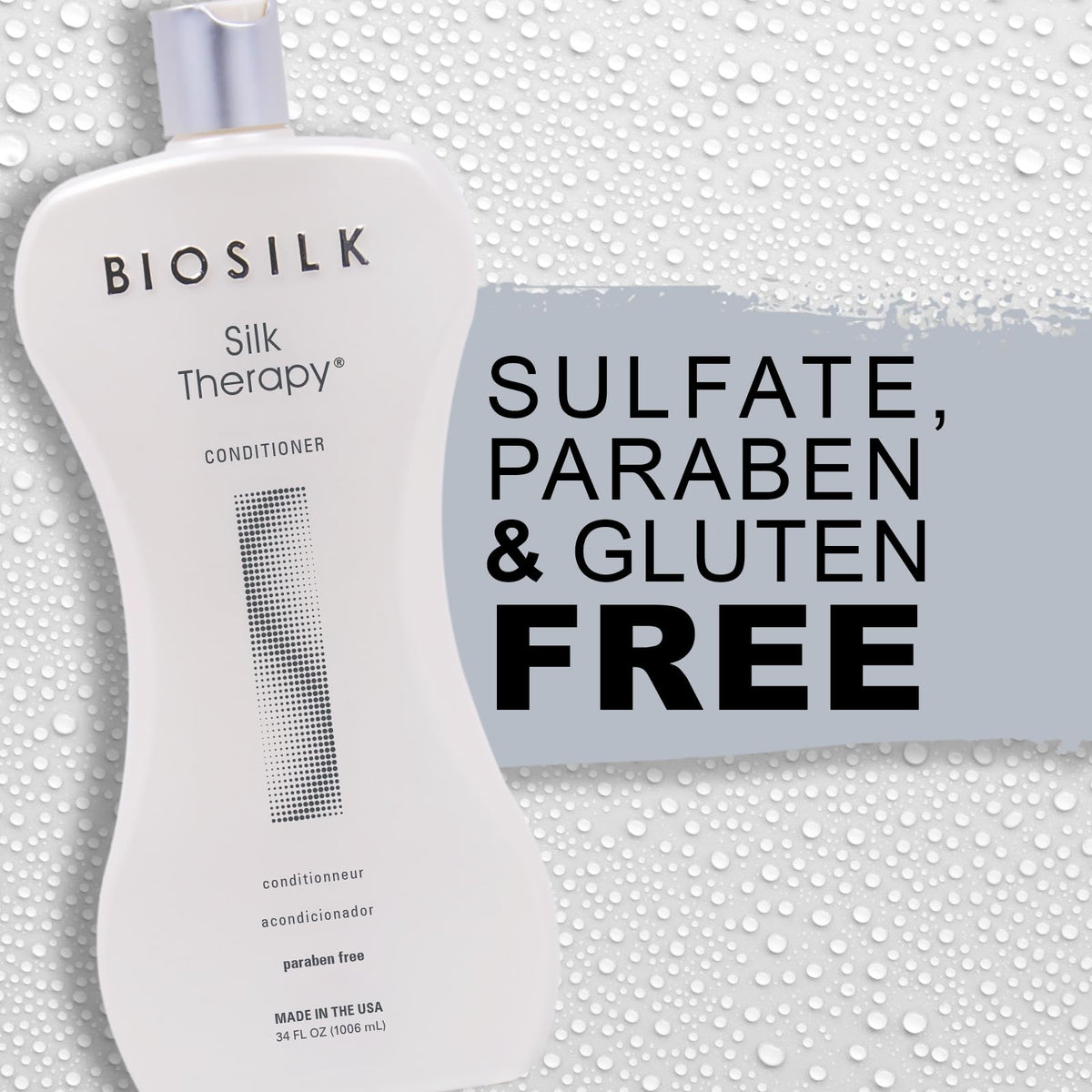 BioSilk after-shower hair with visible shine showing improved manageability