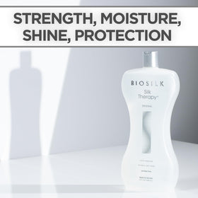 BioSilk applied to damp hair in hand demonstrating easy detangling and smoothing