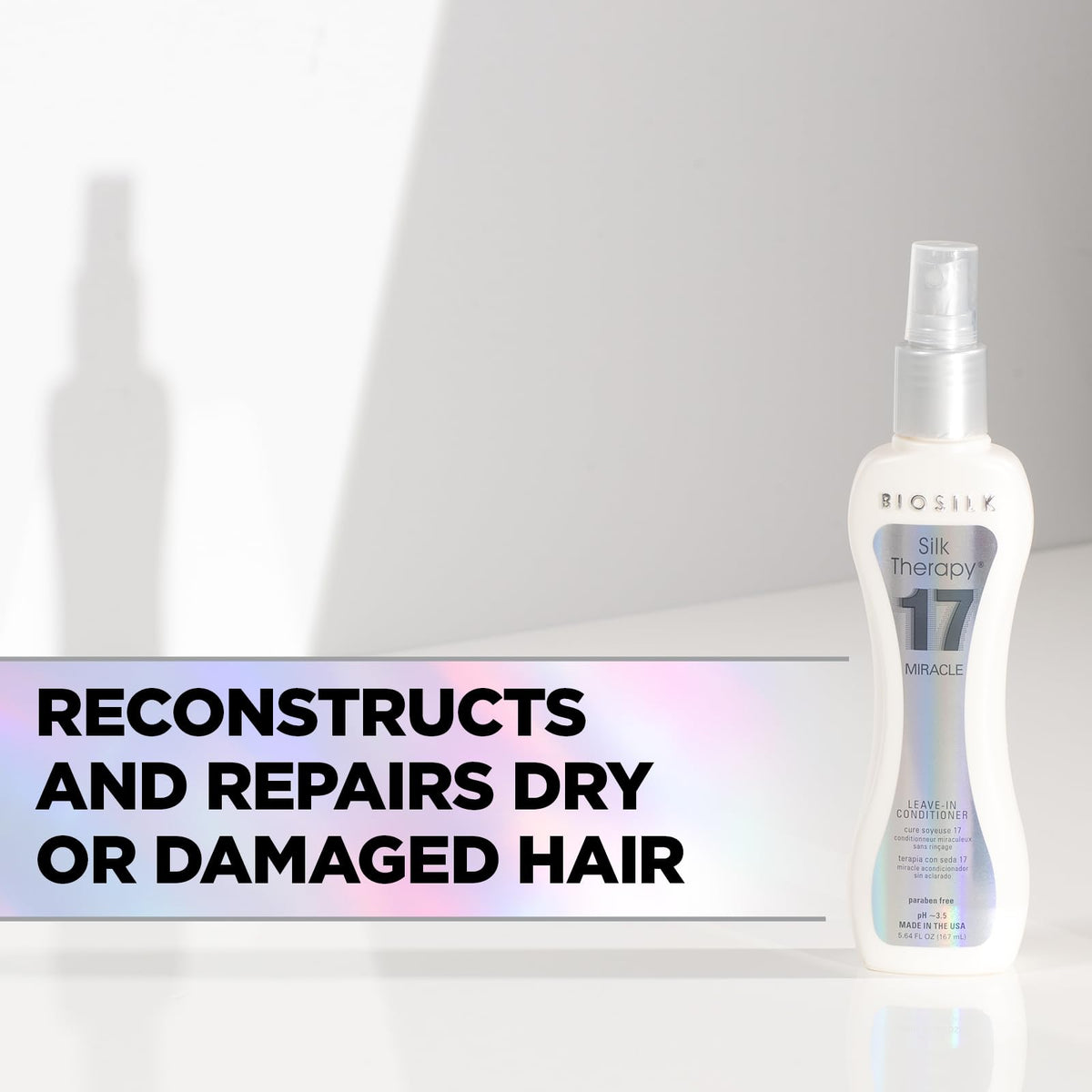 BioSilk applying Miracle 17 to damp hair for instant hydration