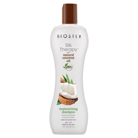 BioSilk front packaging showing bottle and coconut oil benefits