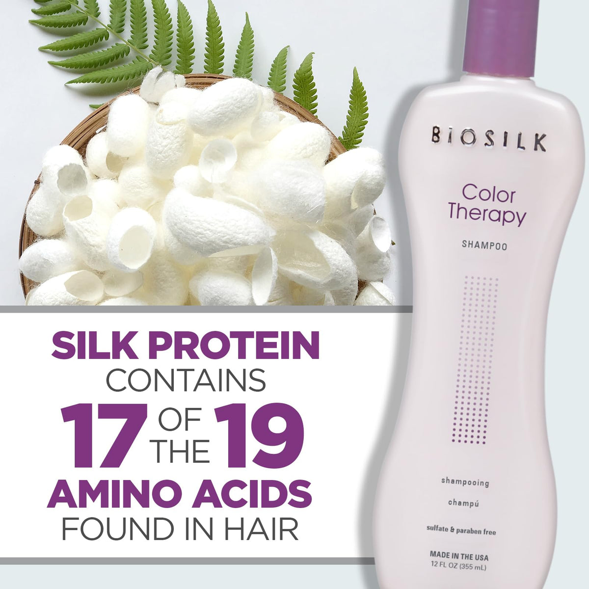 Closeup of rooibos and bamboo ingredients with BioSilk color care benefit