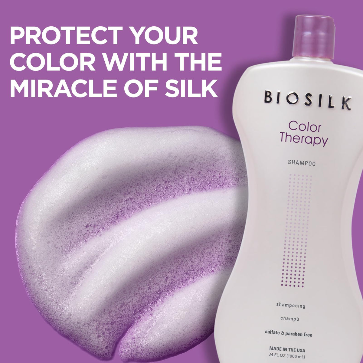 BioSilk shampoo lather texture close-up for gentle cleansing benefit