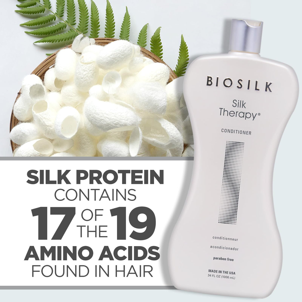 BioSilk conditioner applied to wet hair showing detangling benefit