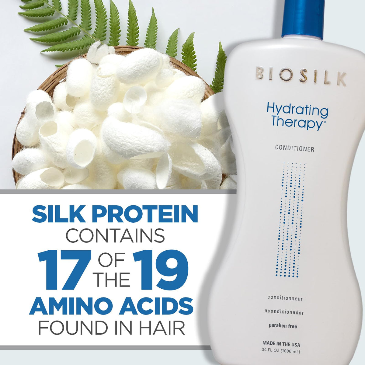 BioSilk conditioner being applied to wet hair delivering detangling benefit