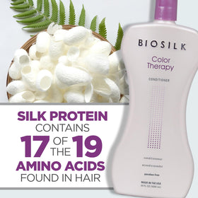 BioSilk conditioner applied on color-treated hair showing enhanced shine
