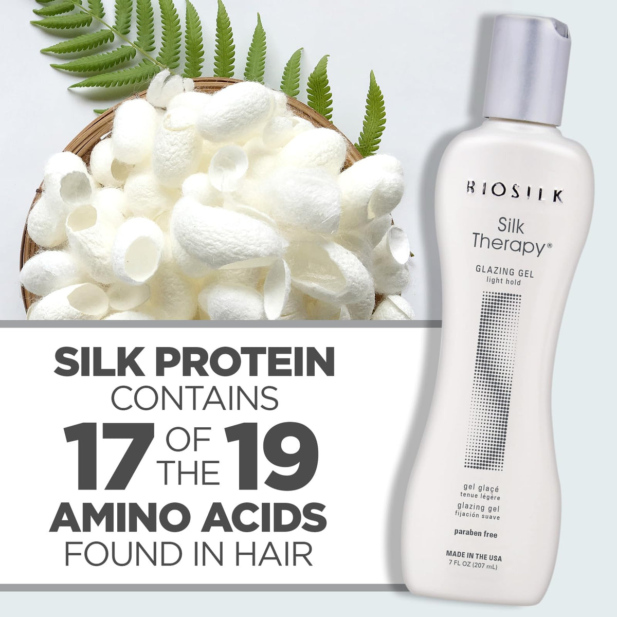 BioSilk styling in use with stylist applying gel for polished, defined results