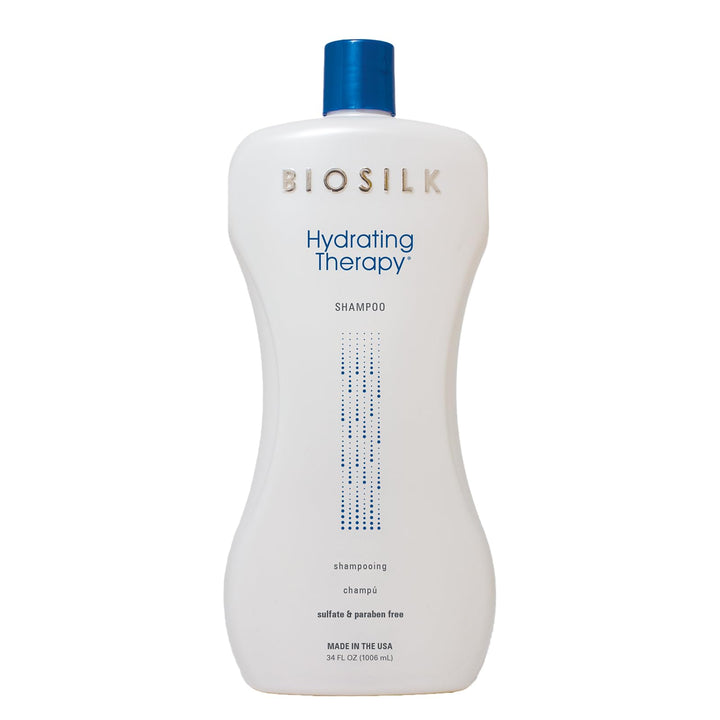 BioSilk bottle front view showing brand and 34 oz size, clear product benefit