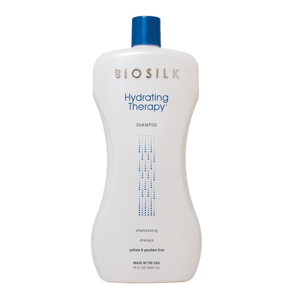 BioSilk bottle front view showing brand and 34 oz size, clear product benefit
