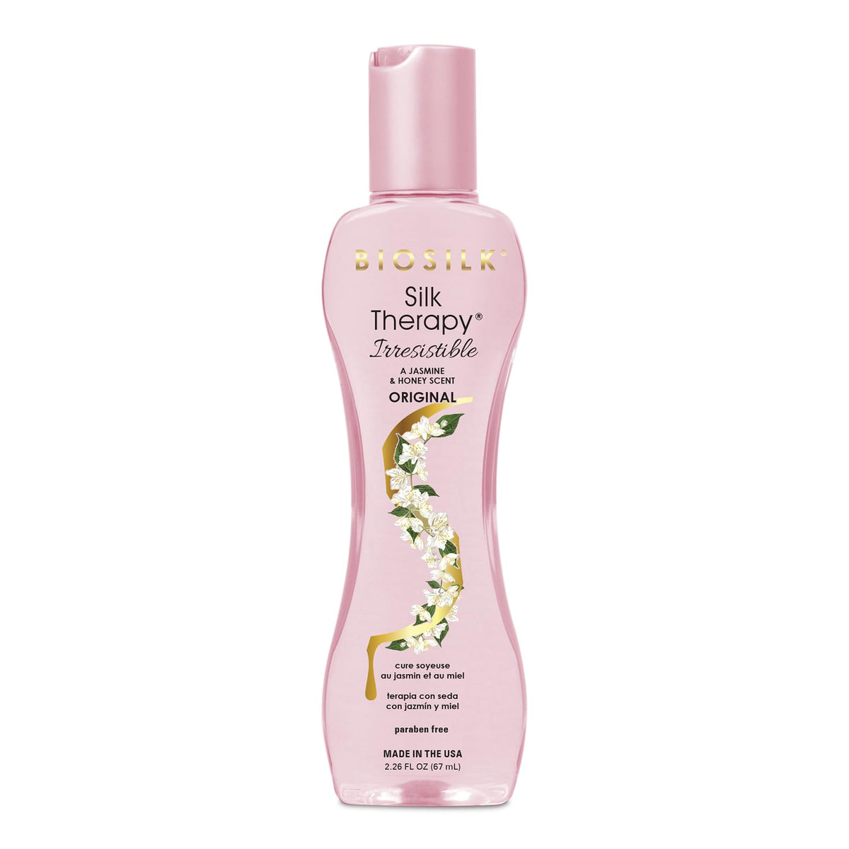 BioSilk front bottle view showing jasmine scent and lightweight benefit