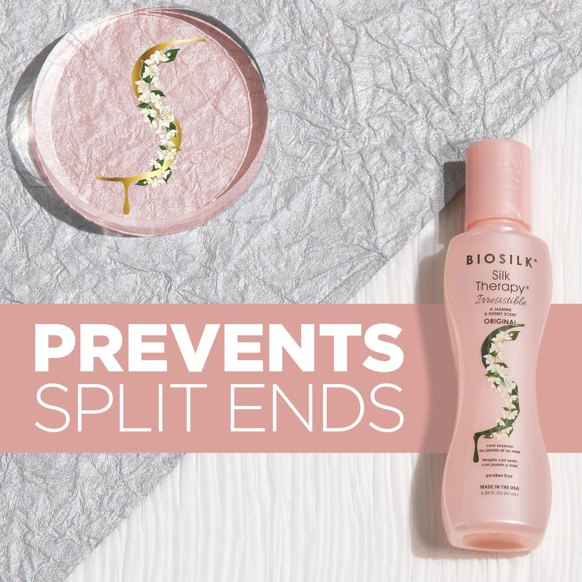 BioSilk texture dispensed on hand showing silk protein smoothness