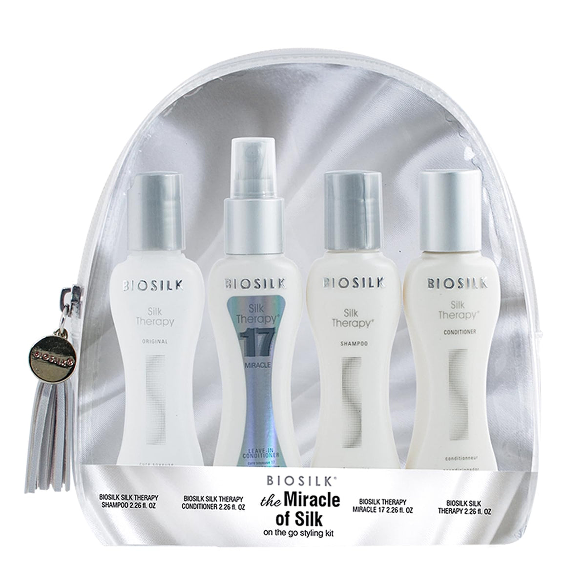 BioSilk front packaging showing full travel kit and convenience