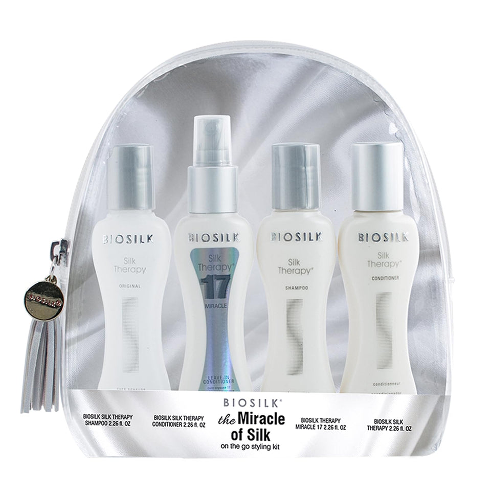 BioSilk front packaging showing full travel kit and convenience