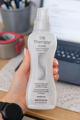 BioSilk being applied to damp hair to detangle and prep for styling benefits