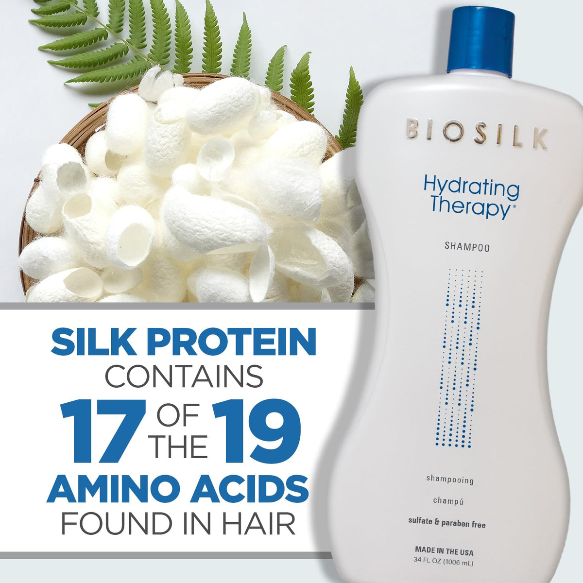 Person applying BioSilk shampoo in shower, illustrating hydration and ease of use