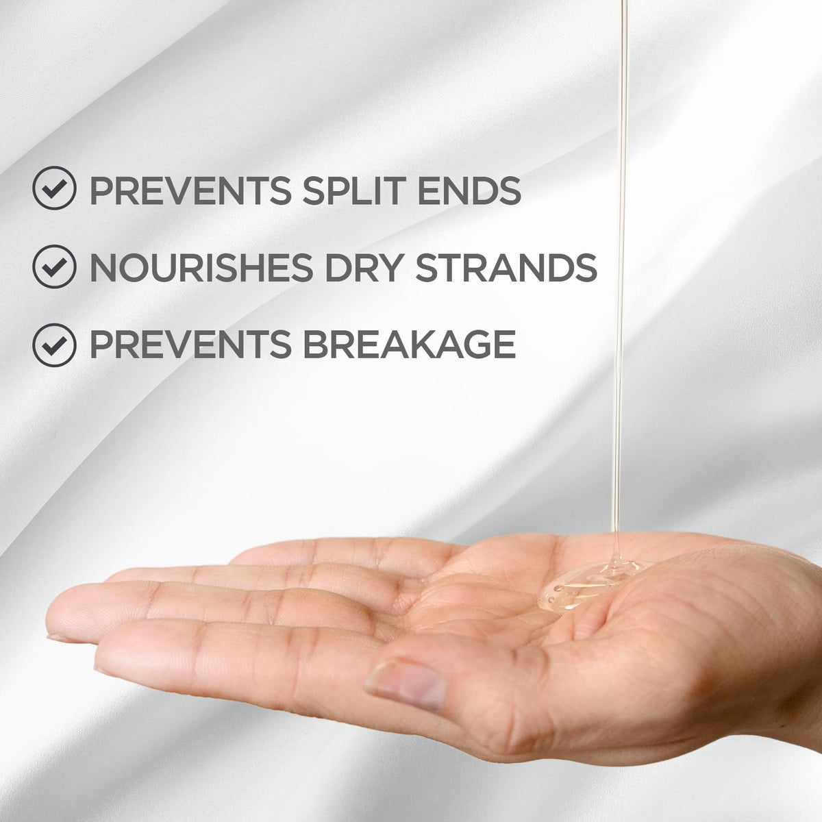 BioSilk serum texture droplet showing lightweight silk protein smoothing