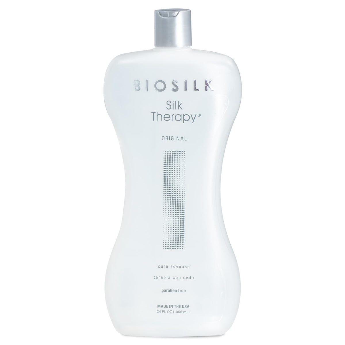 BioSilk front bottle view showing label and size for easy identification and value