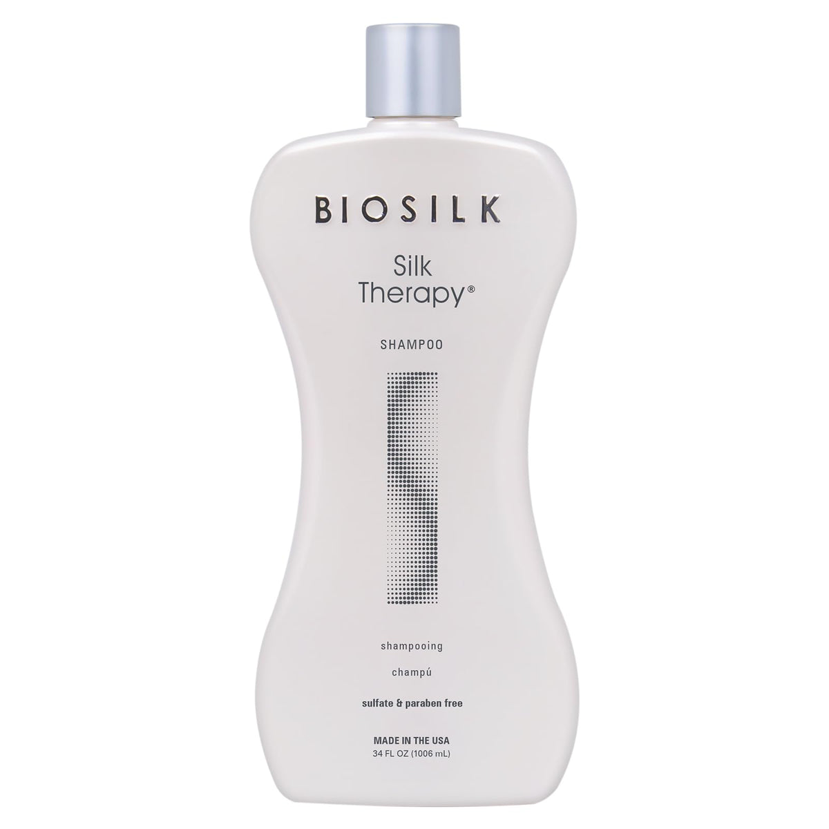 BioSilk front bottle showing full 34 oz label and benefits