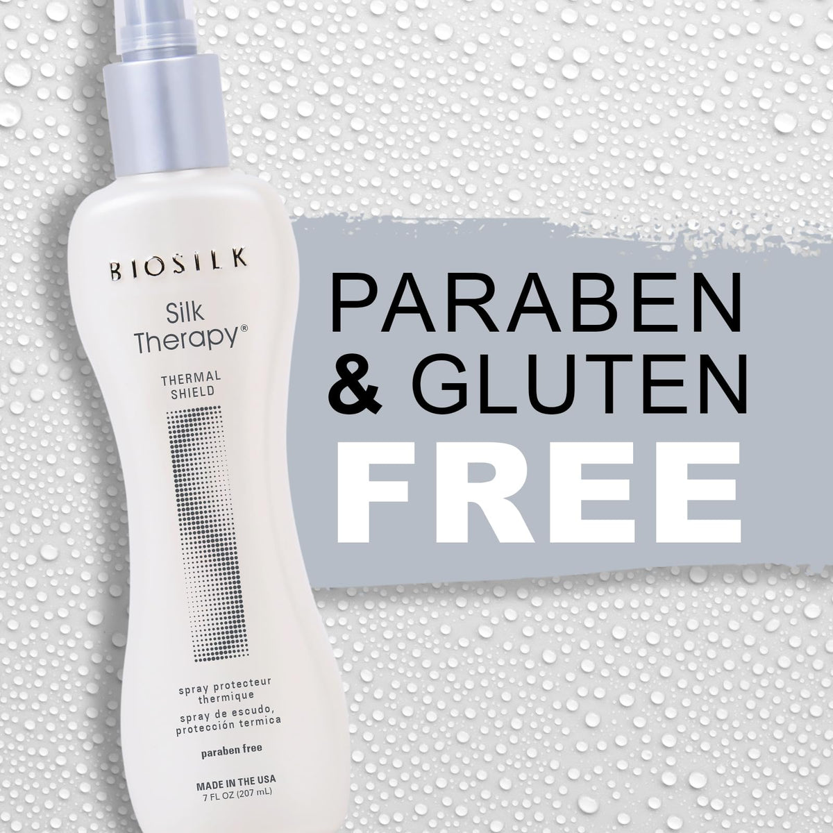 BioSilk applied to damp hair before blow-drying to smooth and improve manageability