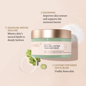 BIOSSANCE applying cream to thigh to show targeted massage and visible smoothing