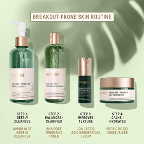 Biossance before and after skin images showing reduced redness and clearer complexion benefit