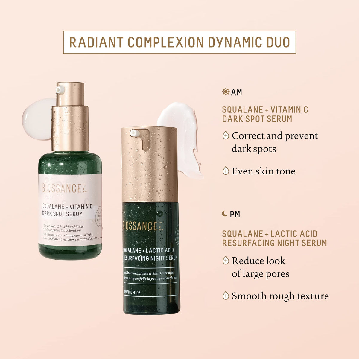 BIOSSANCE bottle on bathroom shelf suggesting daily use and skincare ritual