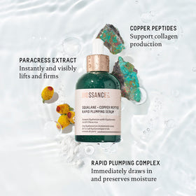 Biossance close-up of ingredient label showing vegan copper peptides and clean formulation