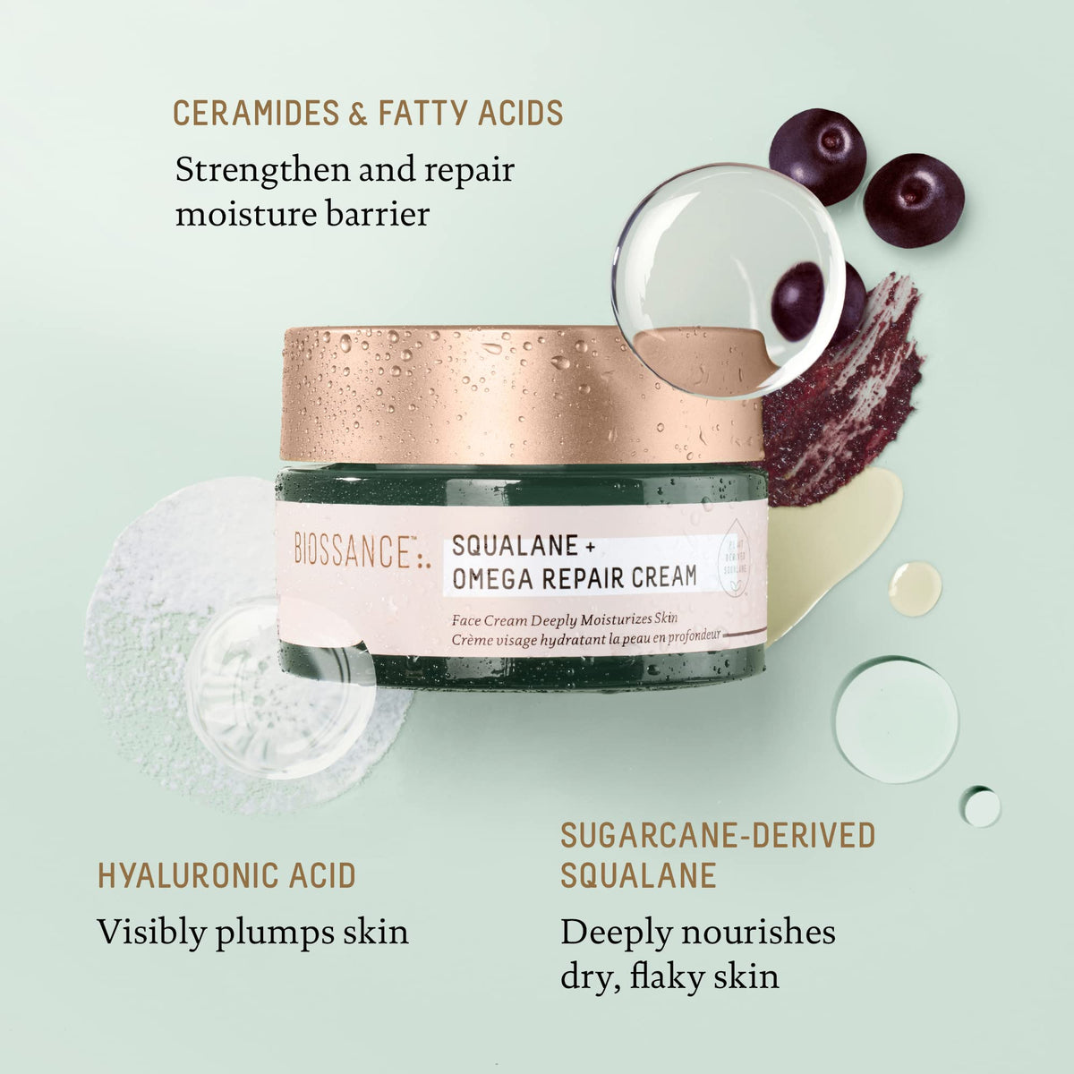BIOSSANCE applying cream with fingers to deliver immediate softness