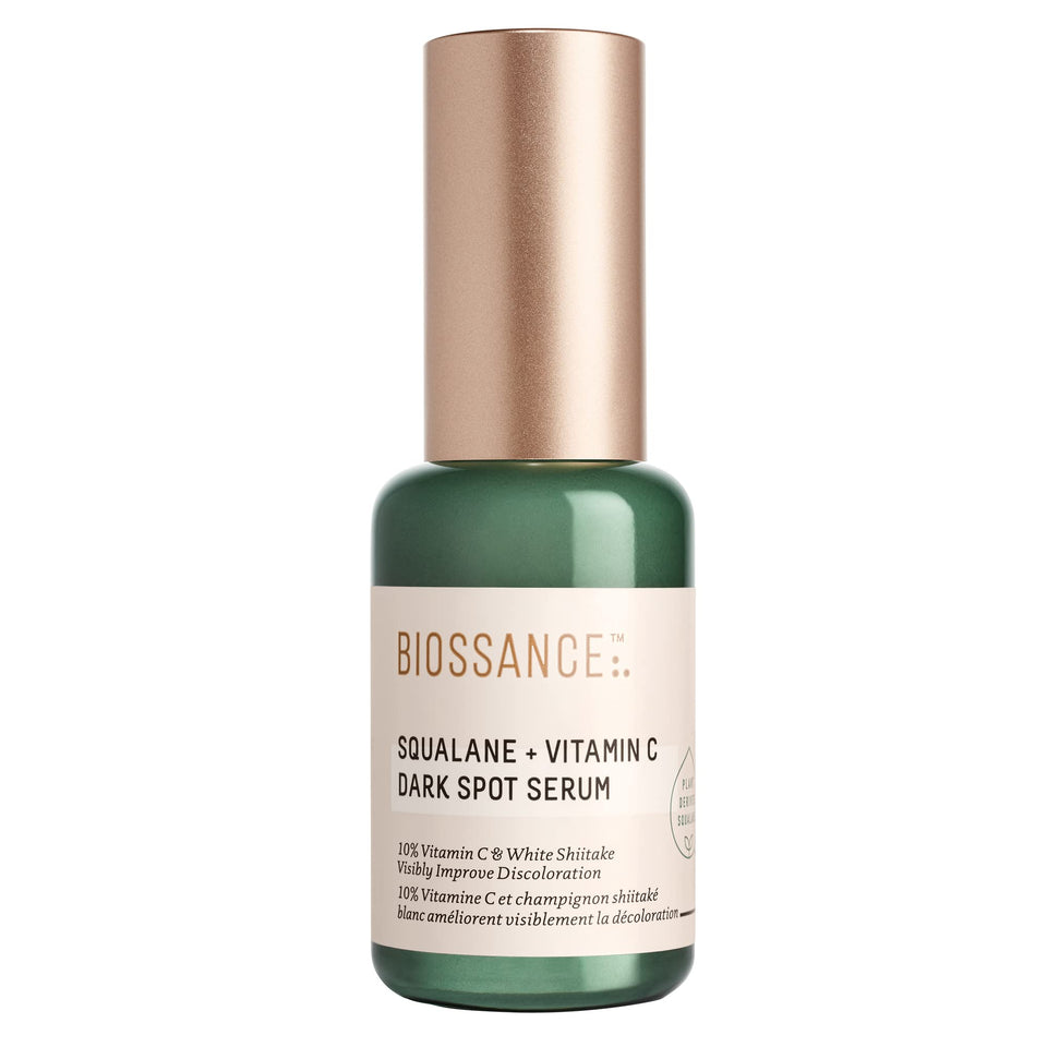 BIOSSANCE front bottle showing squalane + vitamin C serum benefits