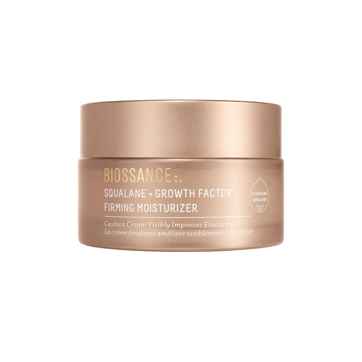 BIOSSANCE front jar of moisturizer showing sleek packaging and hydration benefit