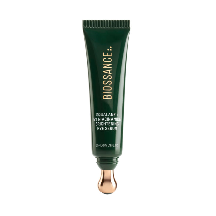 Biossance front packaging showing eye serum and branding for brightening