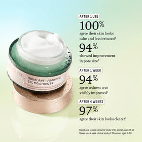 Biossance label close-up listing squalane and bisabolol for soothing benefit