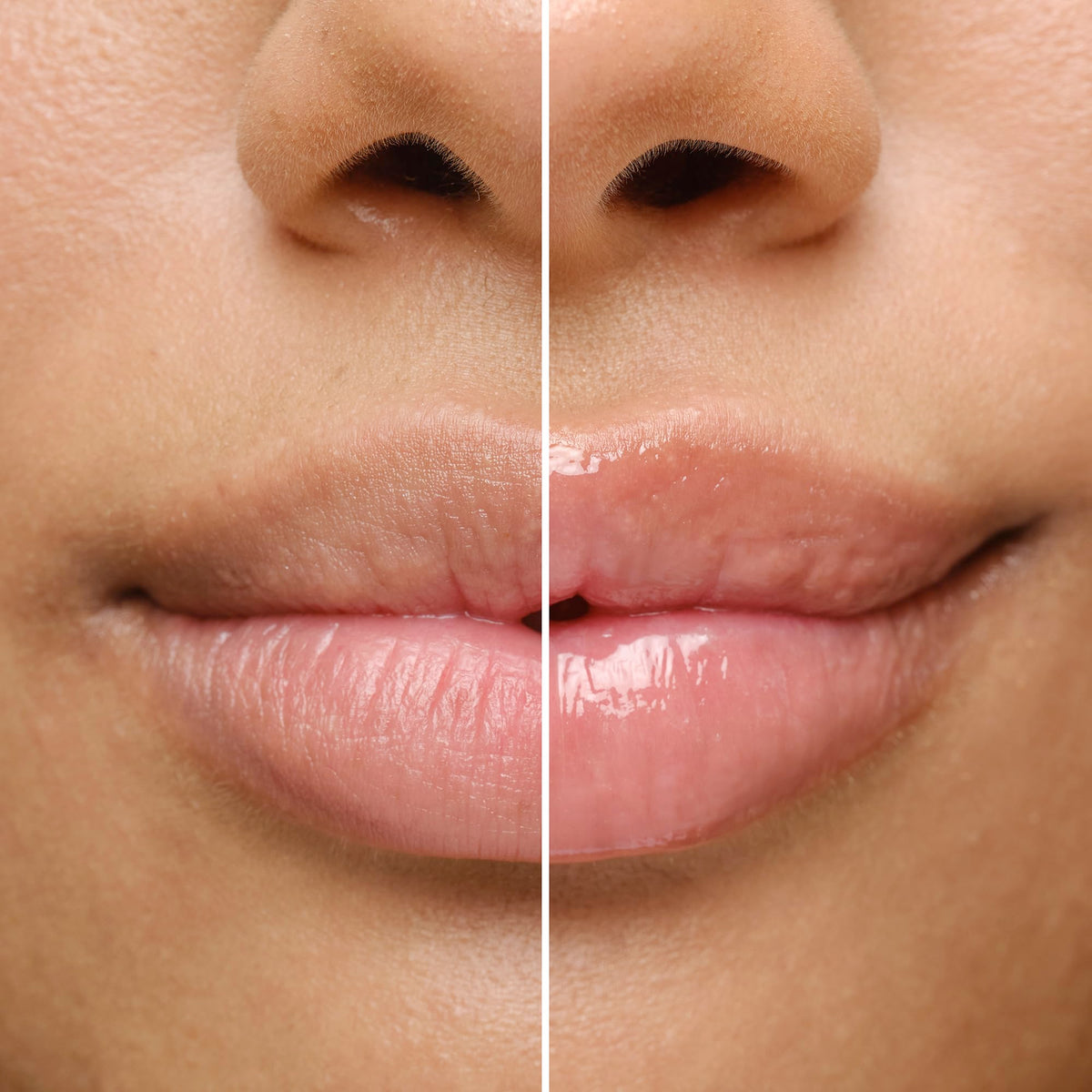 BIOSSANCE lip balm next to a finger showing compact size for on-the-go hydration