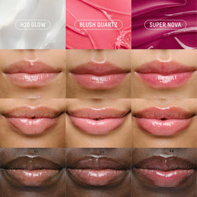 BIOSSANCE layered over lipstick showing boost in gloss and color enhancement benefit