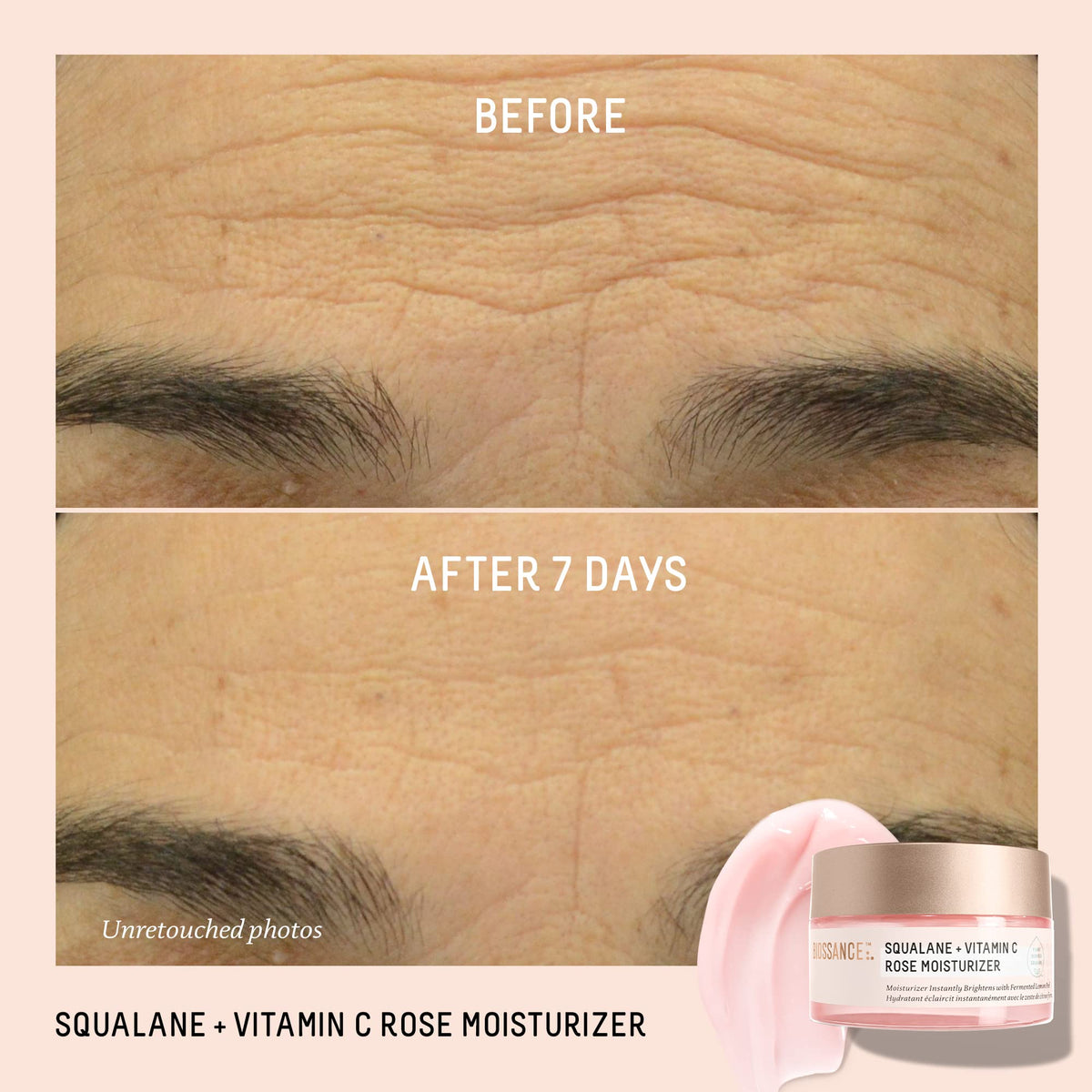 BIOSSANCE close-up cream texture demonstrating lightweight hydration