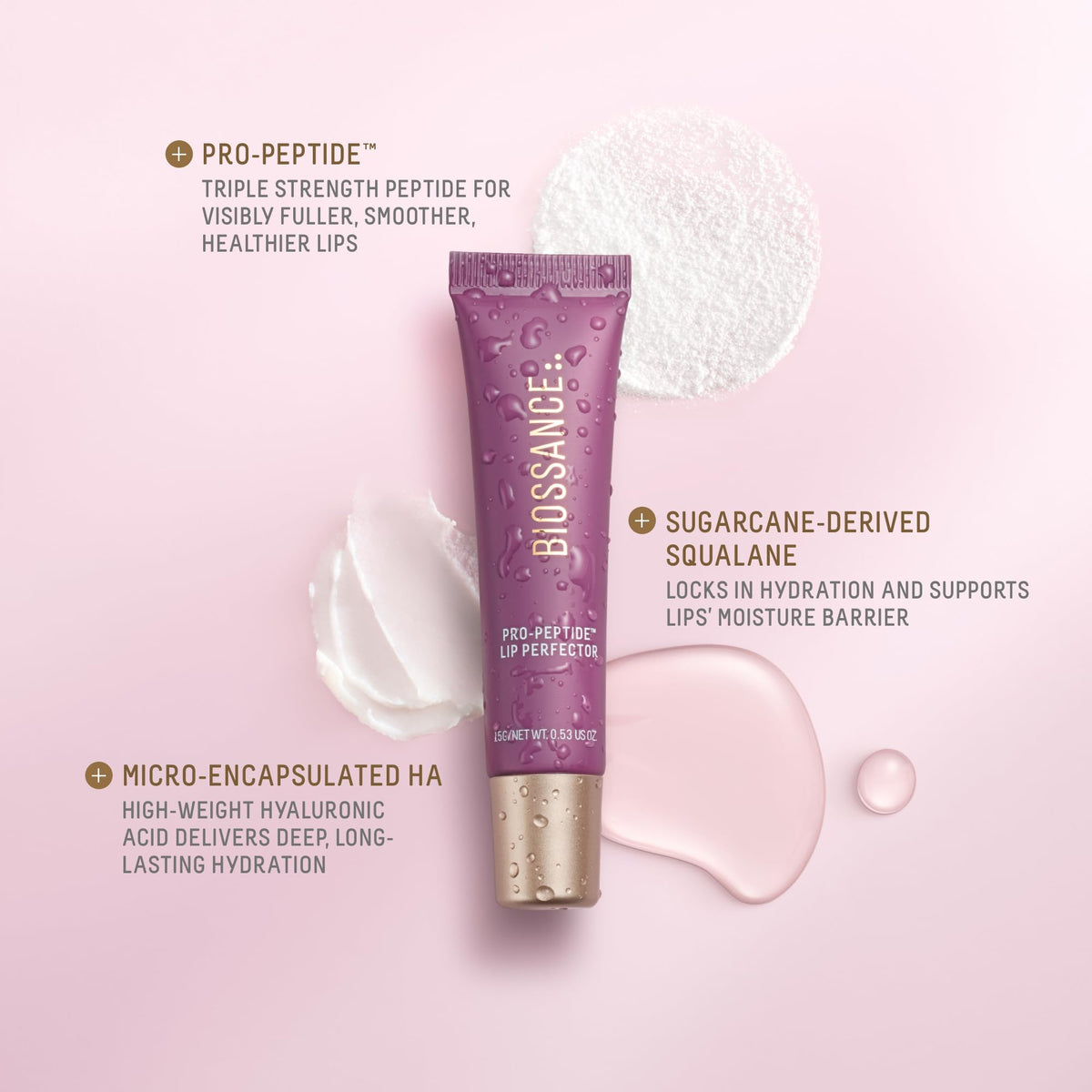 BIOSSANCE application on lips demonstrating even coverage and natural enhancement
