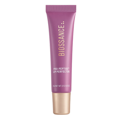 BIOSSANCE front packaging showing lip perfector and modern design benefit: clear product ID