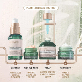 BIOSSANCE Copper Peptide Rapid Plumping Serum dropper delivering an active boost