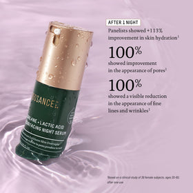 BIOSSANCE applying 2–3 pumps to palm demonstrating simple nightly routine