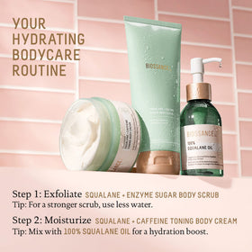 BIOSSANCE smoothing squalane on hair ends to show frizz control and added shine
