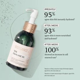 BIOSSANCE squalane on face illustrating hydrated, dewy skin without shine