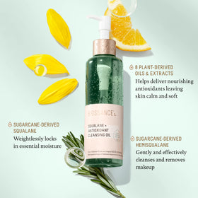 Biossance texture drop on skin closeup showing lightweight oil and quick absorption benefit
