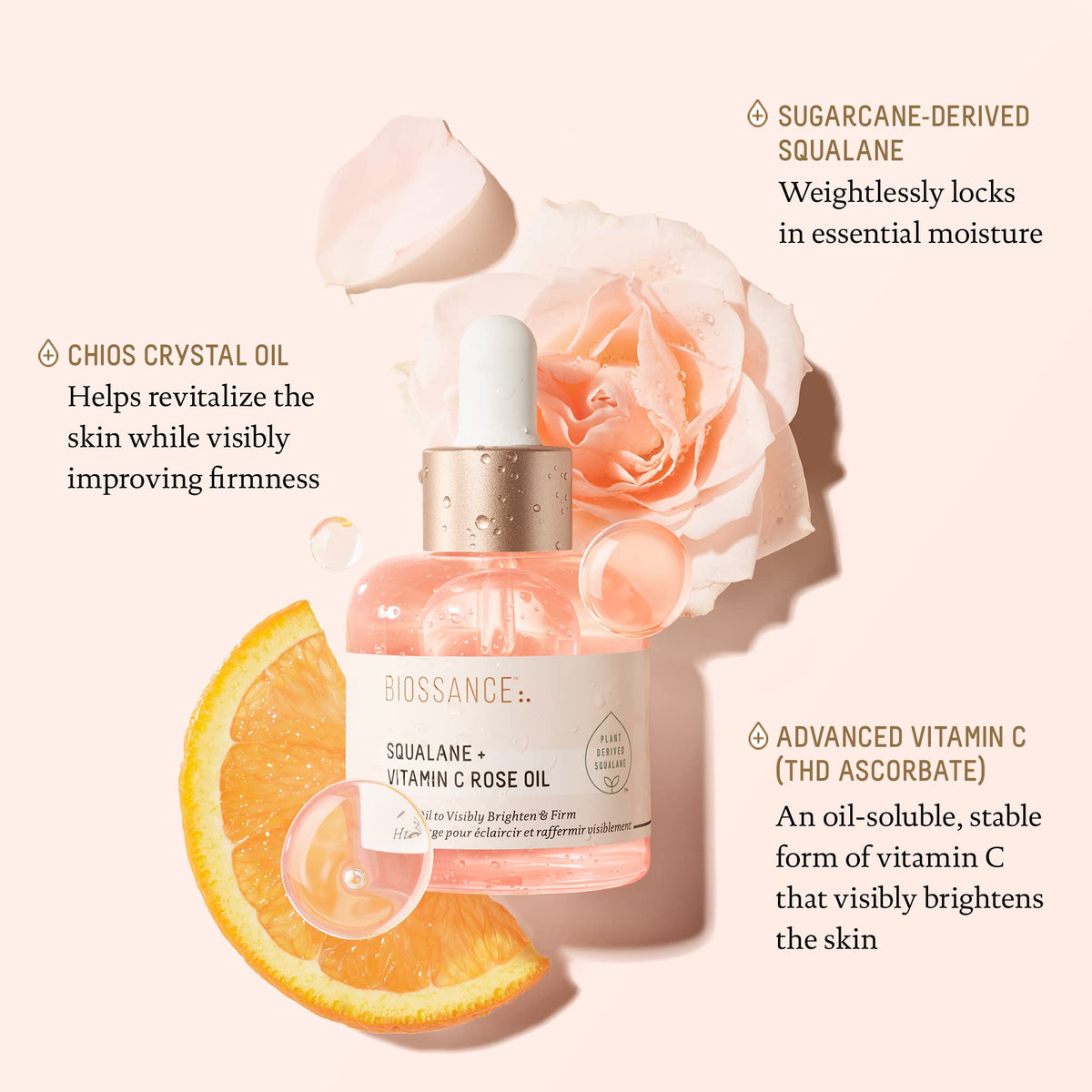 BIOSSANCE facial oil texture on skin for hydrated, dewy finish