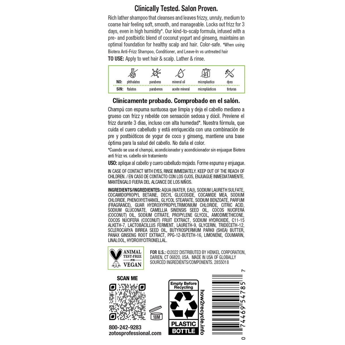 Biotera color-safe badge highlighting protection for dyed hair and preserved vibrancy