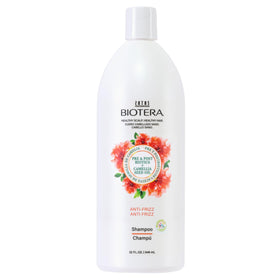 Biotera front bottle 32 oz showing product and benefit of long-lasting frizz control