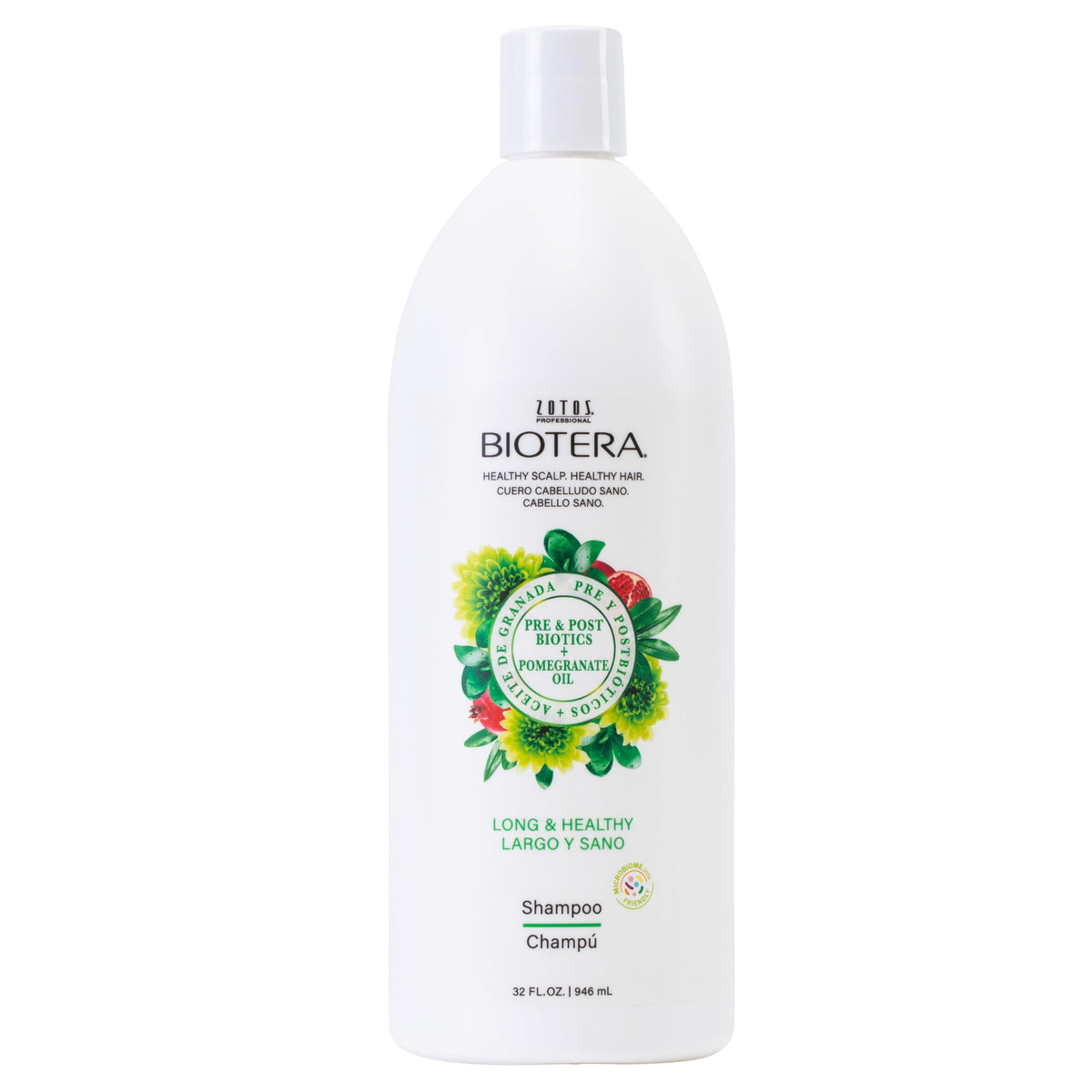 Biotera front packaging 32oz showing easy-pour design and strong-hair benefit
