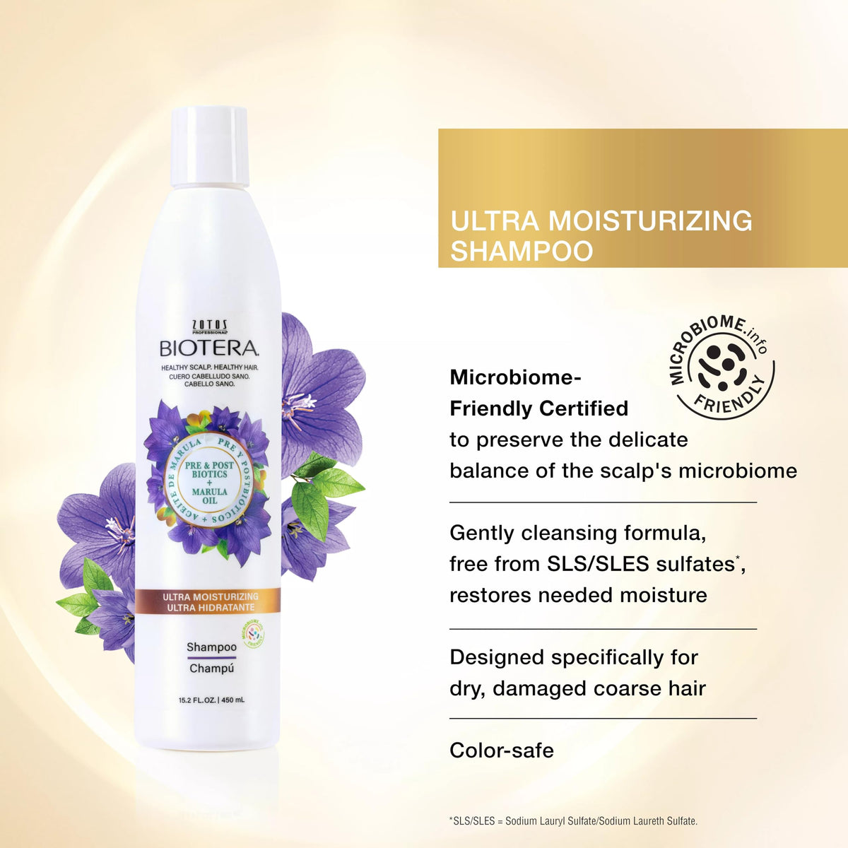 Biotera shampoo pump and cap detail for easy dispensing benefit