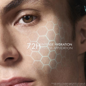 Biotherm applied to man’s face showing quick absorption and matte finish
