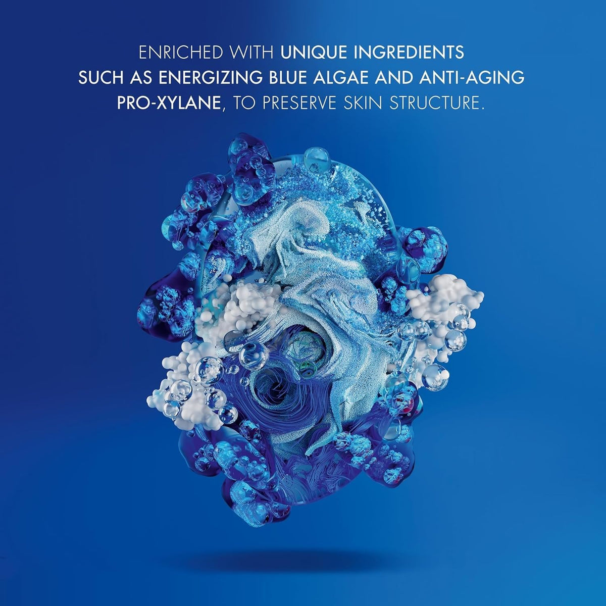 Biotherm label detail focusing on Pro-Xylane and Blue Algae ingredient benefits