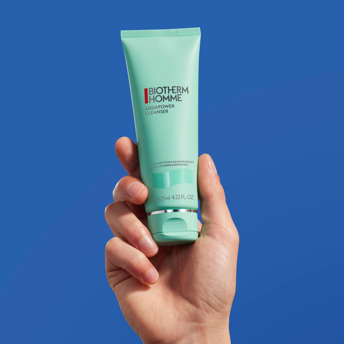 Biotherm Homme gel being dispensed into hand for easy application